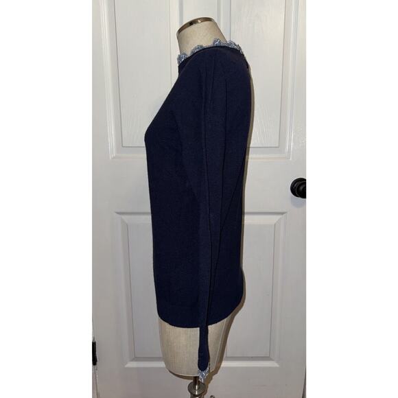 Boden Women’s Lydia Woven Frill Jumper Sweater Navy US 2 UK6 - Picture 3 of 8